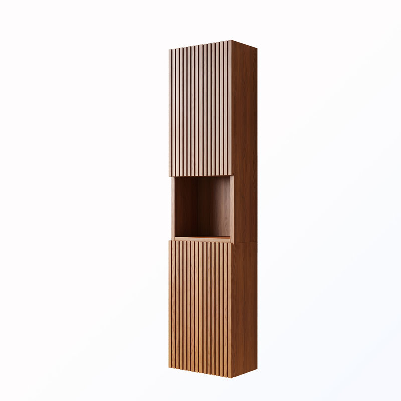 Armoire murale haute avec portes et tablettes, Brown