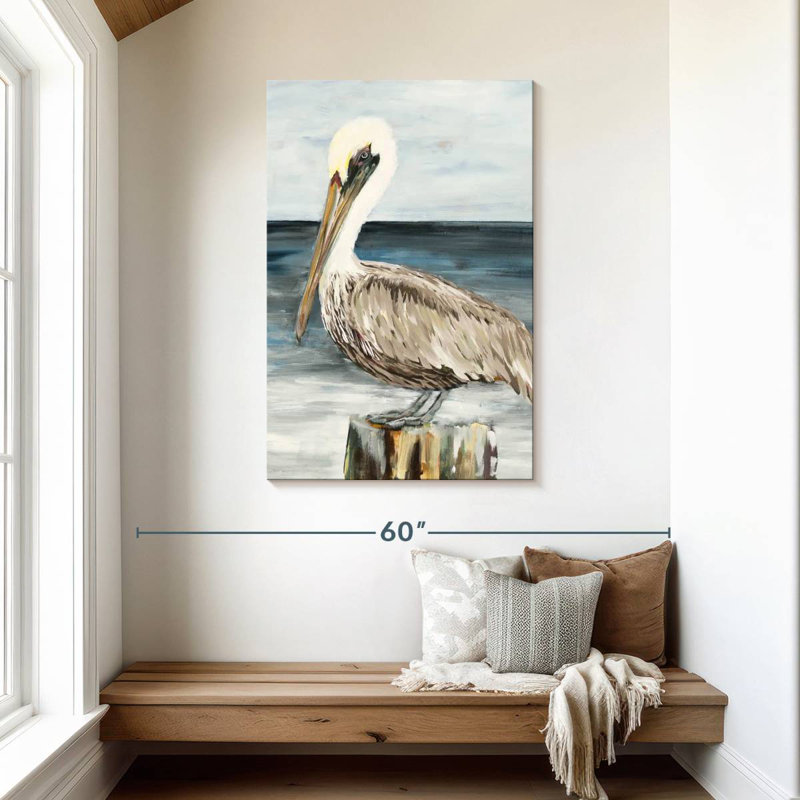 Brampt Muted Perched Pelican, 45" H x 30" W