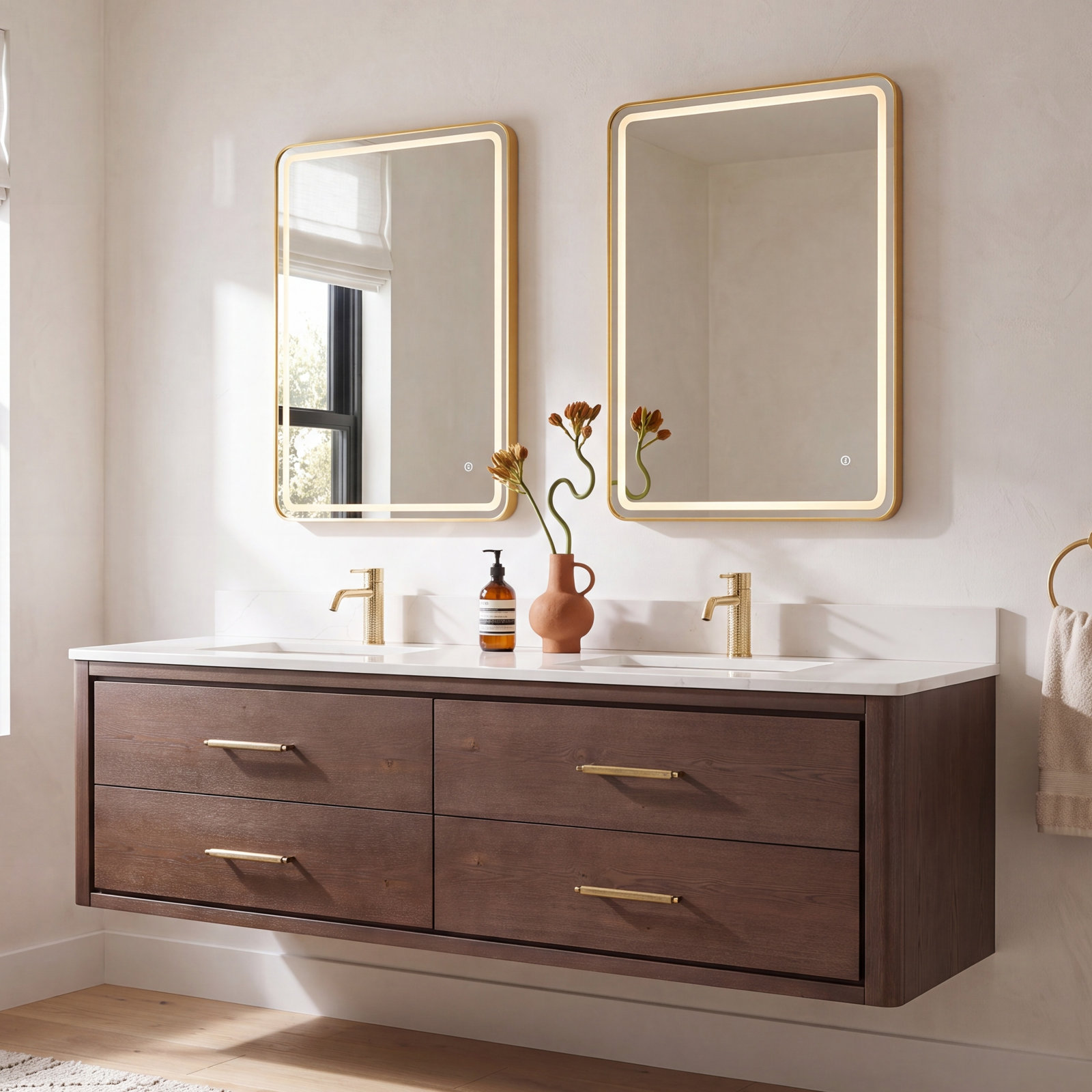 Cristo 72'' Double Bathroom Vanity, Dark Brown Oak