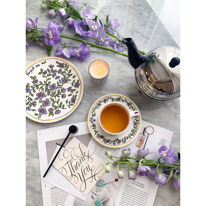 H. Forget Me Not Bone China Teacup