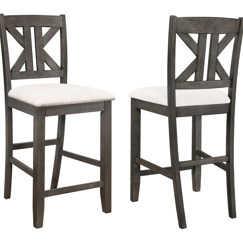 Tabouret à hauteur de comptoir de 2 - grange et kaki, conception rustique avec siège rembourré confortable attrayant pour la salle à manger 2 en brun clair, style coussin distinctif