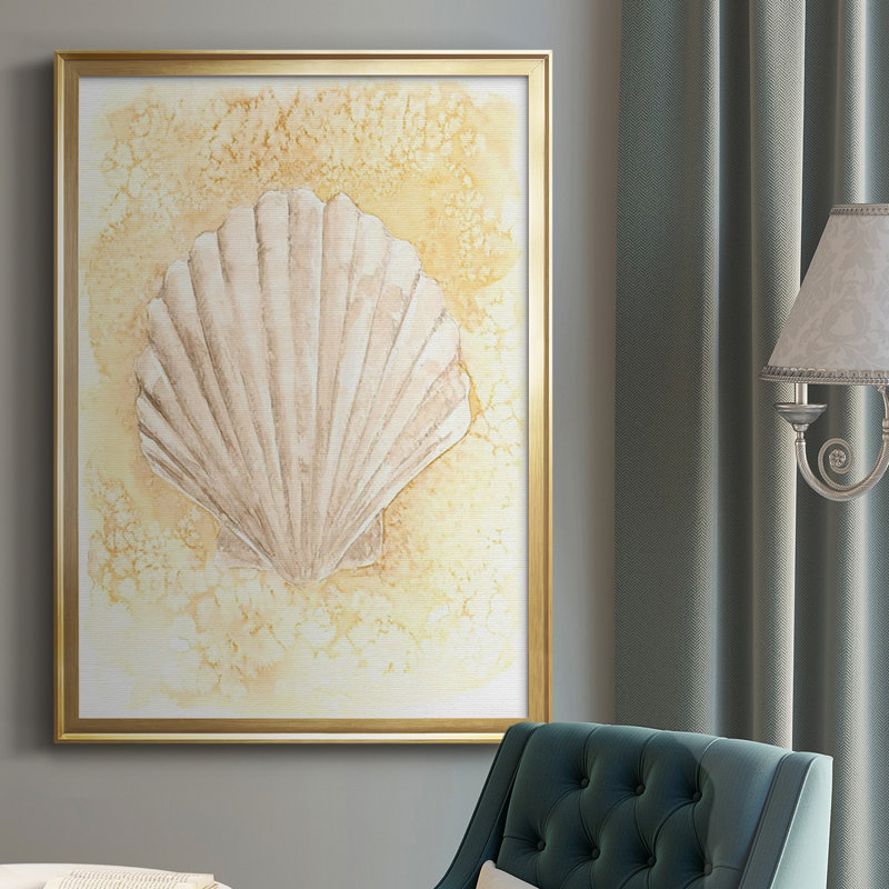 «Salty Seashell II», reproduction encadrée de qualité supérieure - prête à être accrochée, H 42,5 po x l 30,5 po x P 1,25 po