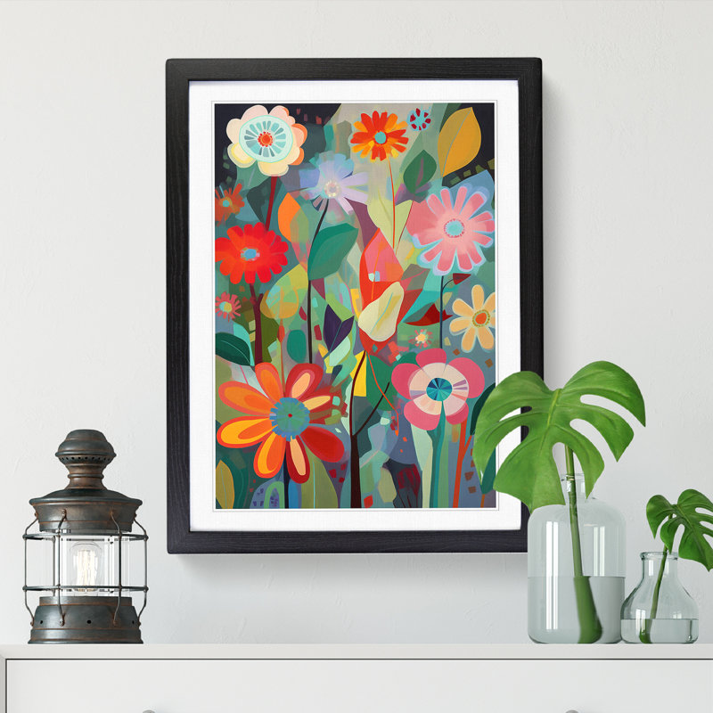 FRM-V0523-932X Flowers Orphism Art Vol.2 - Print, Black, 46cm H x 34cm W x 2cm D