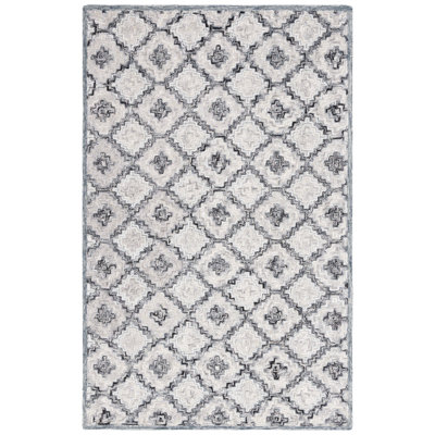 Soho Hand Tufted Viscose/Wool/Cotton Geometric Rug in Ivory/Gray