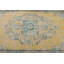 Tapis turc vintage tissé à la main en médaillon jaune et bleu pour une décoration intérieure unique