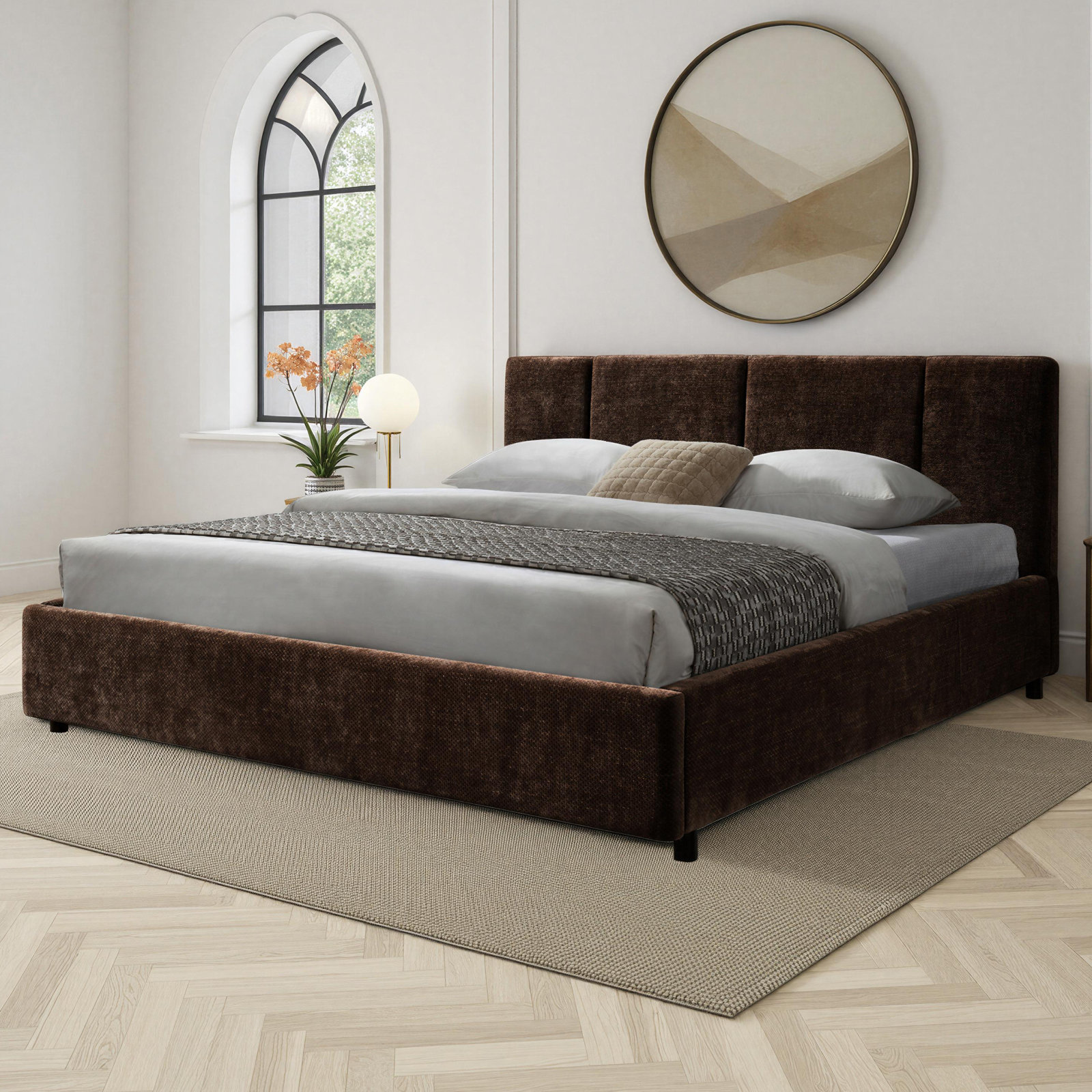 Ruthie Upholstered Bed, King, Brown