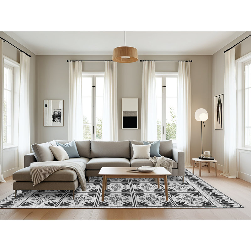 Tapis gris/bleu à tisser électrique, Rectangle 8 pi x 12 pi