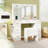 Vanity Desk with Mirror and Lights Storage Stool Power Outlets 3 Lighting Colors