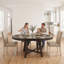 Table de salle à manger ronde rustique avec plateau extensible à lattes – Table de cuisine de style campagnard-1388222778