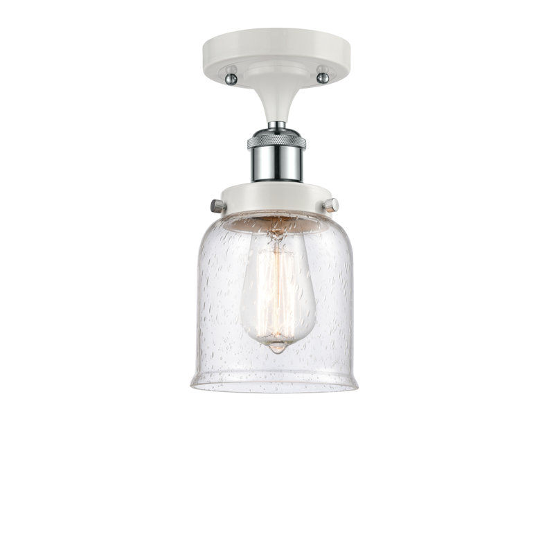 Plafonnier semi-encastré 1 lumière Alvonia, DEL, Blanc / chrome poli, H 11 po x l 5 po x P 5 po