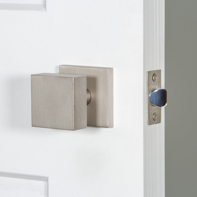 Viaggio Quadrato Rosette Privacy (Bed & Bath) with Quadrato Knob, 2.375", Satin Nickel