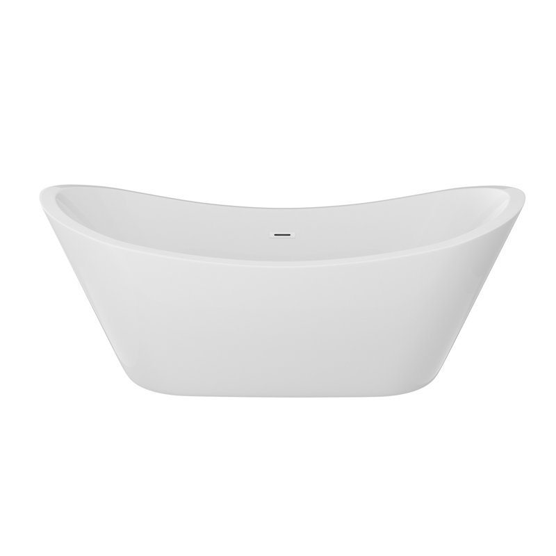 Baignoire de trempage en acrylique autoportante 67 po. X 30 po. Blanc mat brillant avec bonde escamotable