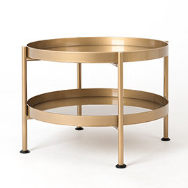 Mahalia Four Leg Coffee Table with Storage, H45 x L60 x W60cm, Gold