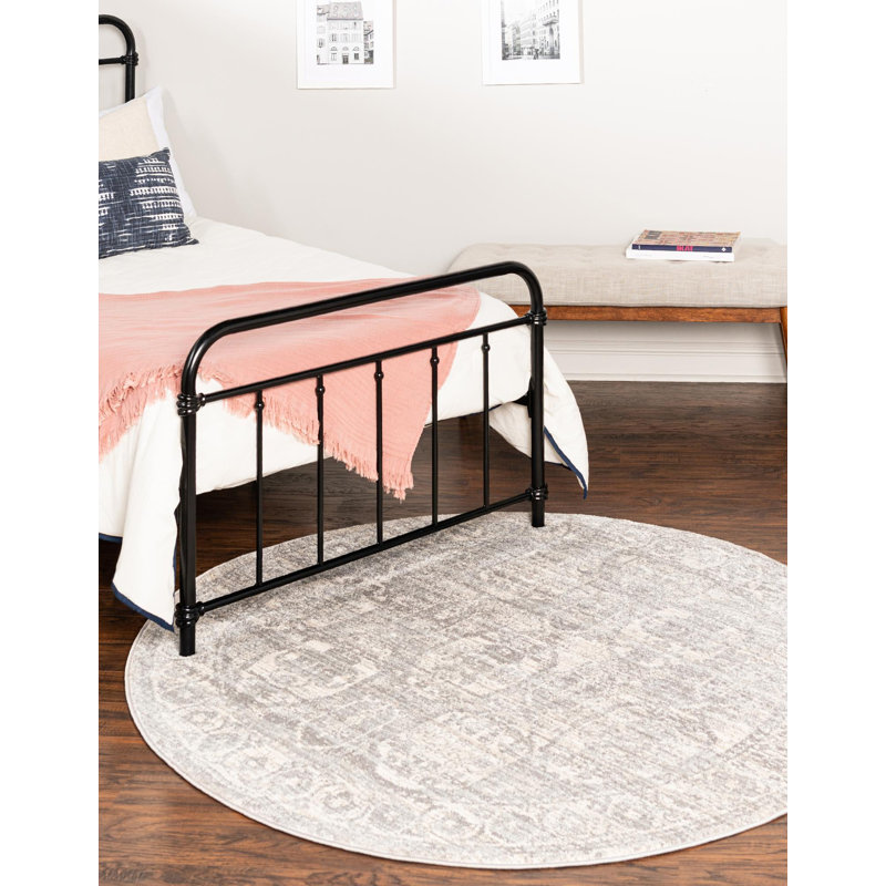 Gause Moroccan Area Rug, Round 7'10", Gray