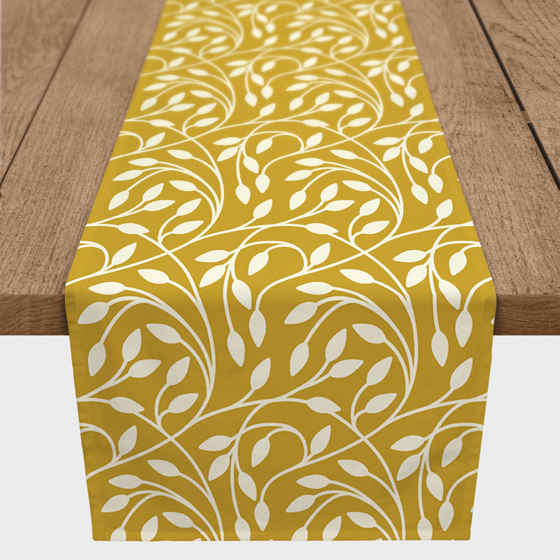Circle Vine Pattern Yellow 4 Table Runner, Yellow