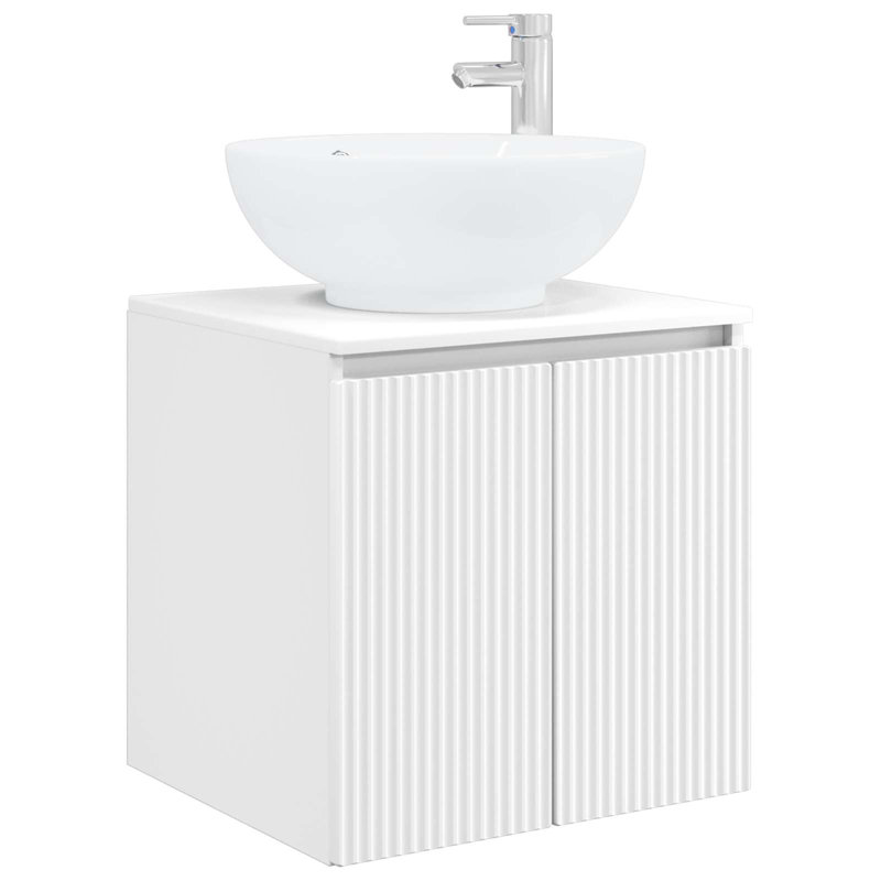 Single Bathroom Vanity with Ceramic Basin, White