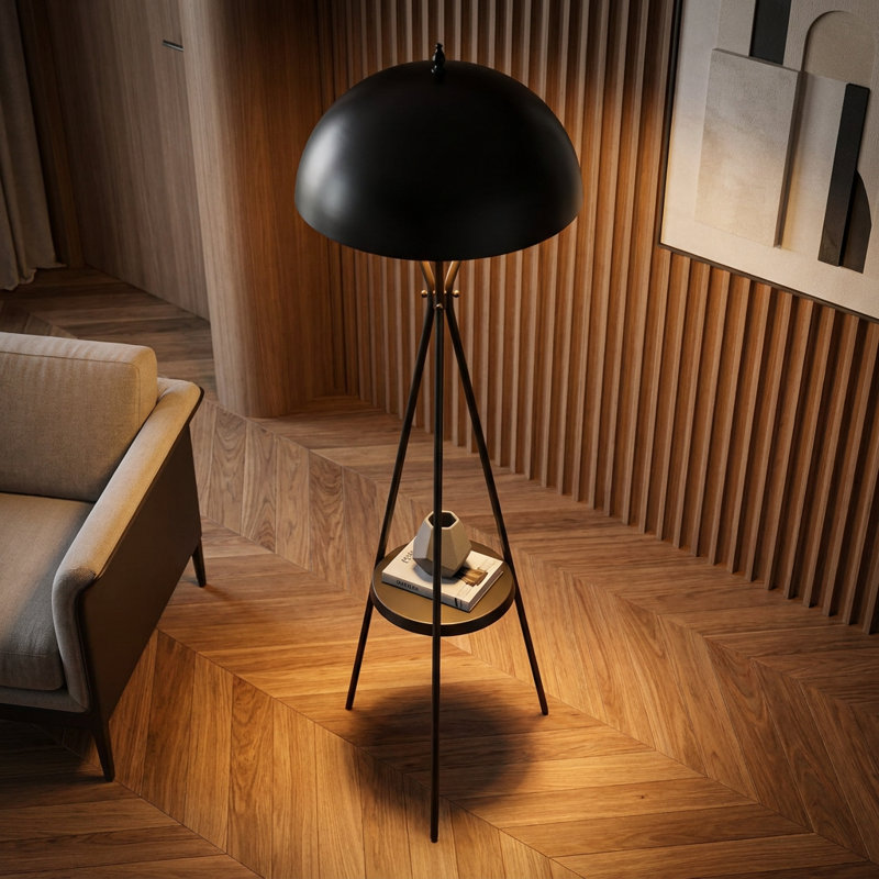 Lampe sur pied géométrique noire Valo