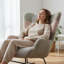 Chaise berçante à haut dossier rembourré Teddy, idéale pour les salons, les chambres à coucher et les bureaux-1998435313