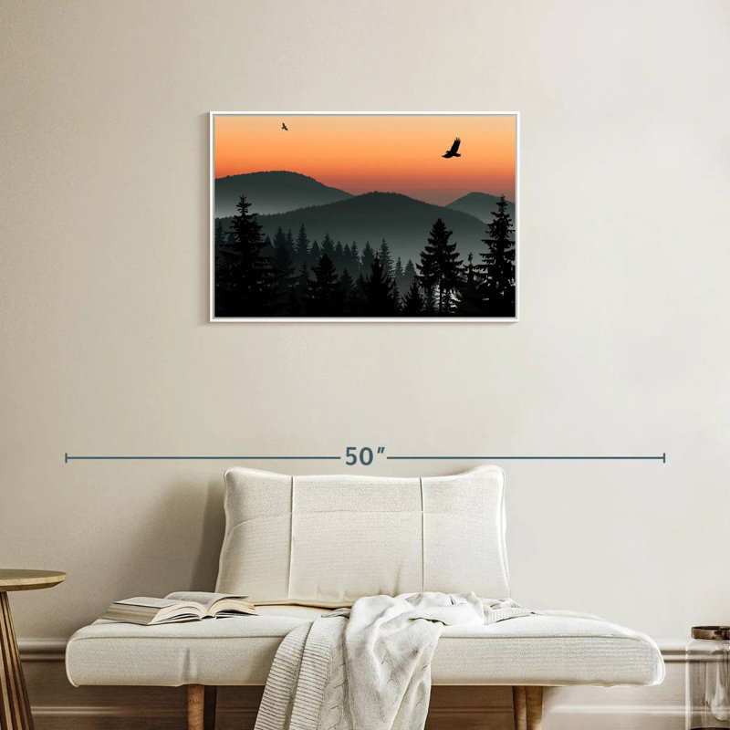 Misty Mountain Eagles, Cadre flottant blanc, 31 po x 21 po