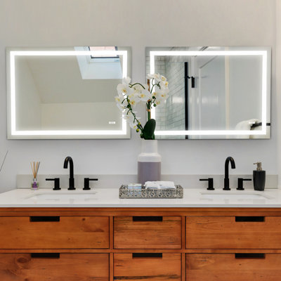 48X36 Inch Led Bathroom Mirror - Fog, Adjustable Lights For Different Needs, Color Transformative, Simple Installation Bright In And Brightness, Effortless