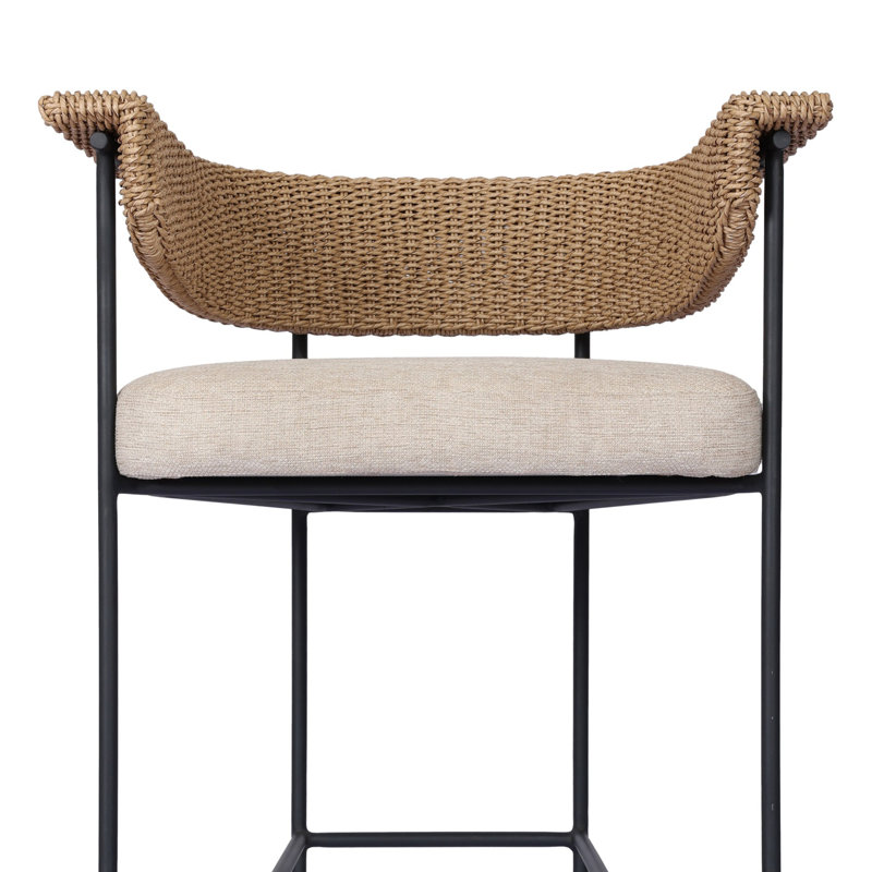 Carrie Outdoor Bar Stool, Beige, 30", Brown