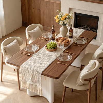 Table de salle à manger rectangulaire moderne et minimaliste de 180 cm (70,9 pouces) pour 6 à 8 personnes, table de cuisine en bois de style campagnard avec double pied central pour salle à manger