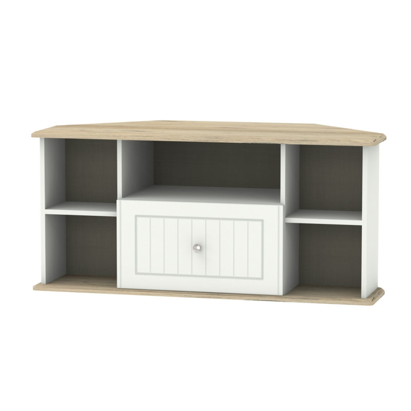 Fully Assembled McClusky TV Stand for TVs up to 55", White/Oak