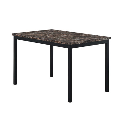 Faux Marble Tabletop Dining Table With Sturdy Metal Frame