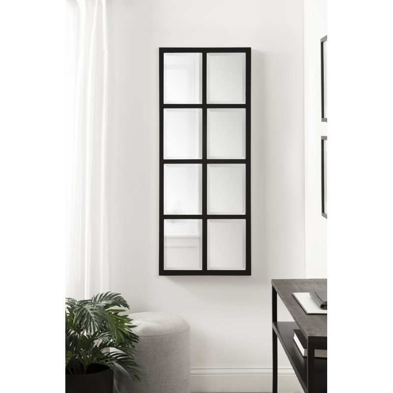 Lamel Panel Window Wall Mirror, Black