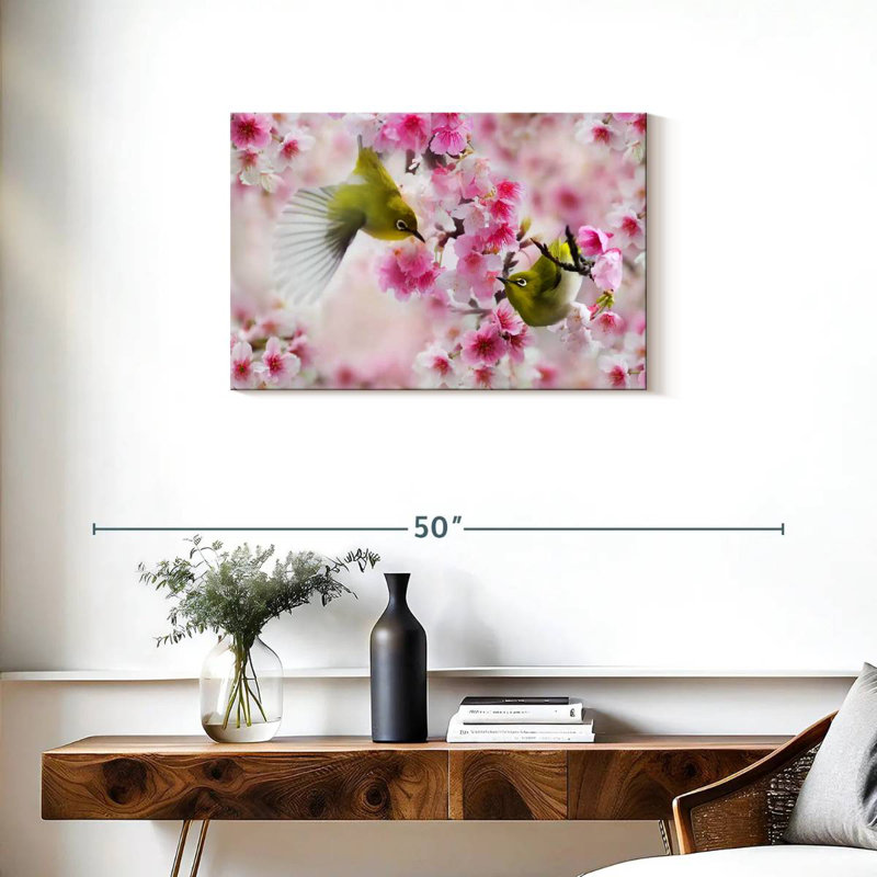 Fluttering Japanese White Eyes, 20" H x 30" W