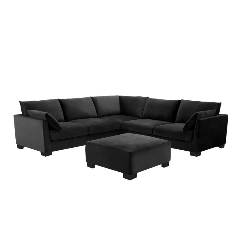 Cenko 5 Seater Sofa, Black Velvet