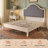 Solid Wood Bed Frame with Upholstered Headboard, Modern Design, No Box Spring Needed-1121259912-1108145652