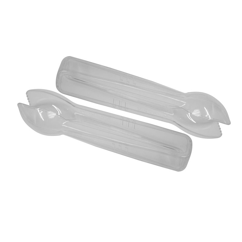 Clear Plastic Disposable Food Serving Tongs Set, 8 Pieces