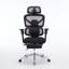 Fauteuil de bureau ergonomique avec support lombaire à massage, appui-tête 4D, accoudoirs 5D, hauteur de dossier réglable et profondeur d'assise.