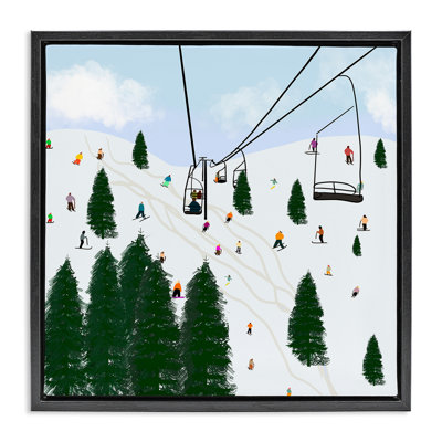 «Ski Lift Mountain Landscape», art mural sur toile flottante noire par Ashley Singleton