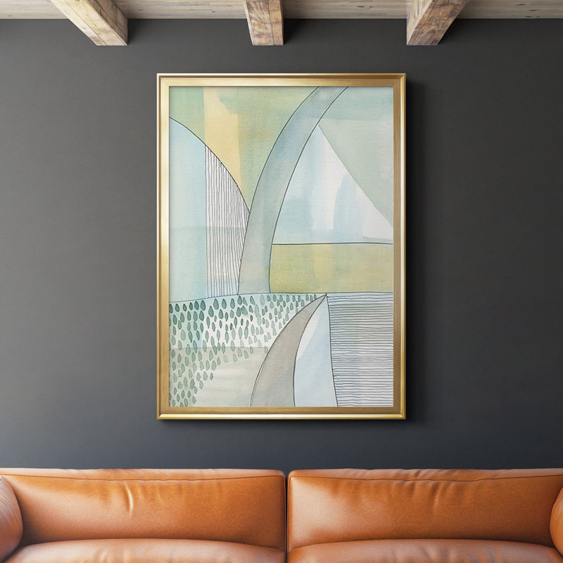 " Mint Reflection II ", Gold, 42.5" H x 30.5" W x 1" D