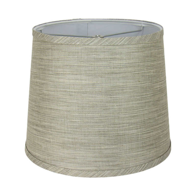 Gray Linen Drum Lamp Shade, 12" H x 16" W x 16" D