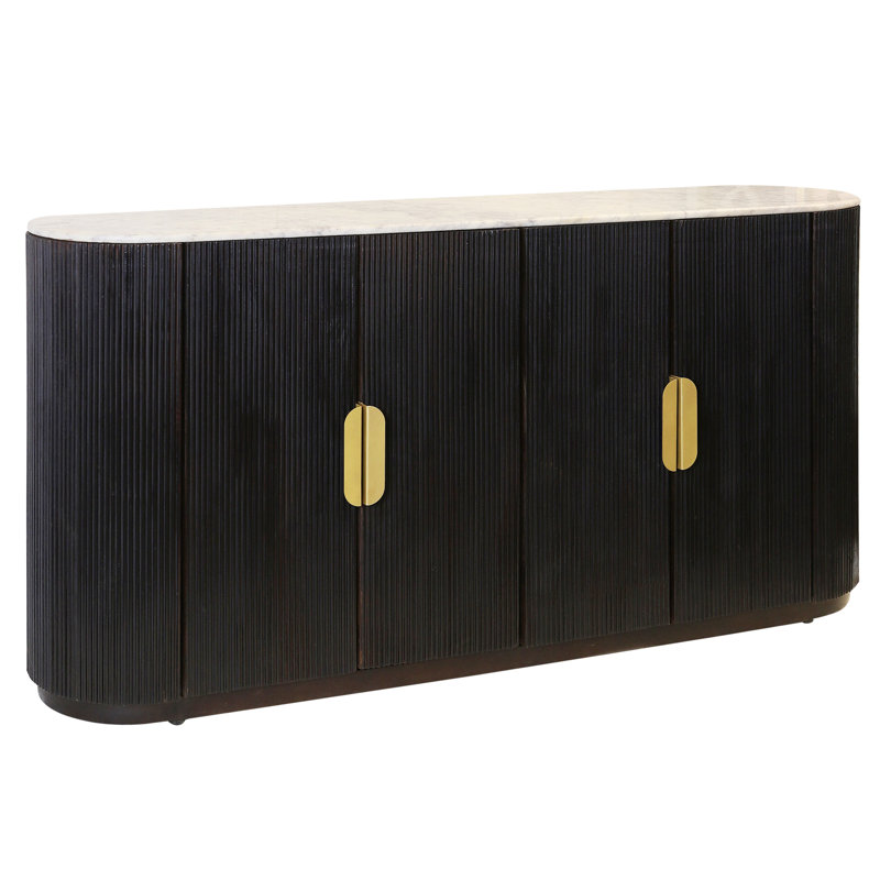 Buffet ovale 4 portes Marlowe - Cocoa - Plateau en marbre blanc