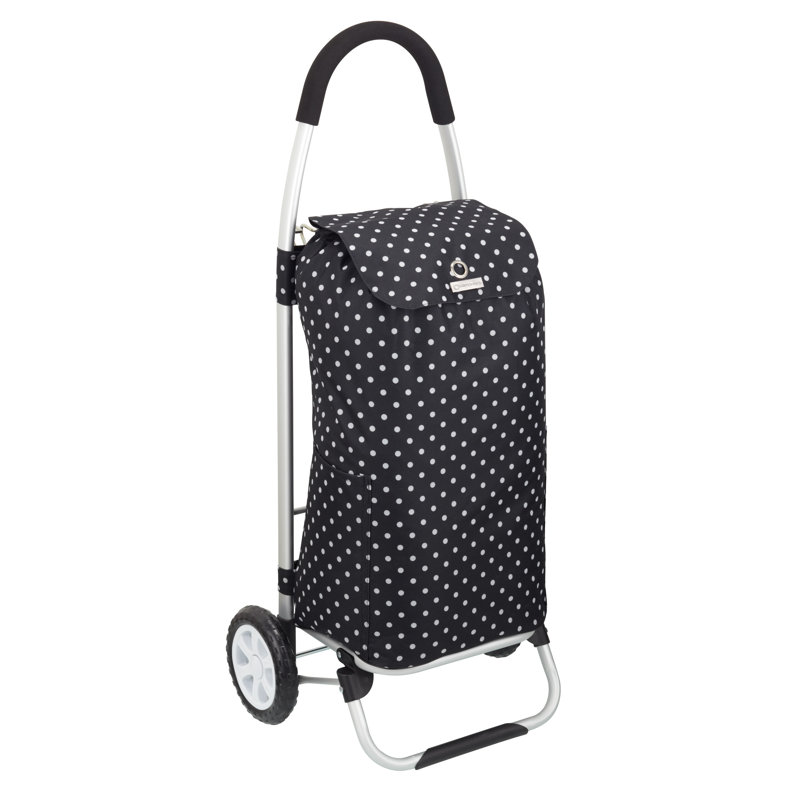 KitchenCraft Black Polka Dot Foldable Shopping Trolley, Black