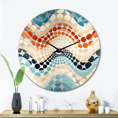 Horloge murale à chevrons beige et bleu