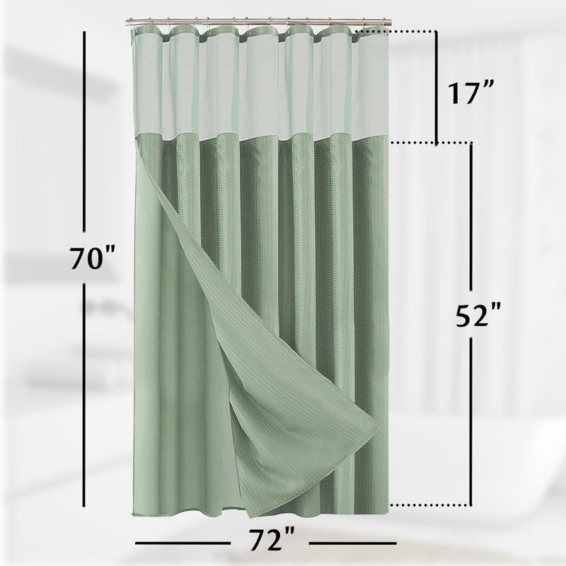 Rideau de douche avec doublure Rawley, Vert kaki