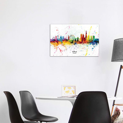 London England Skyline Splash by Michael Tompsett - Wrapped Canvas Print