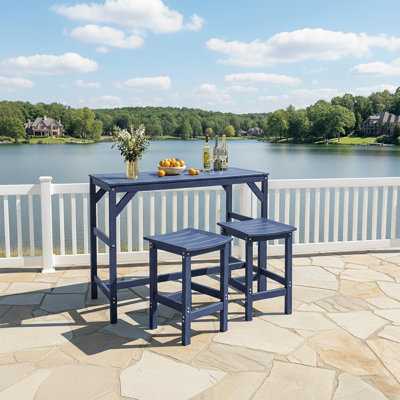 Outdoor 2-Person HDPE Patio Bar Set, All Weather Bar Table and Stools Set
