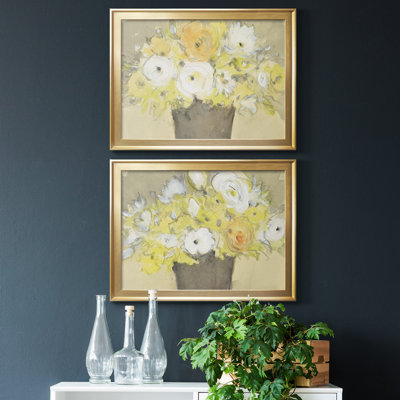 Table Bouquet I - ensemble de 2 peintures encadrées