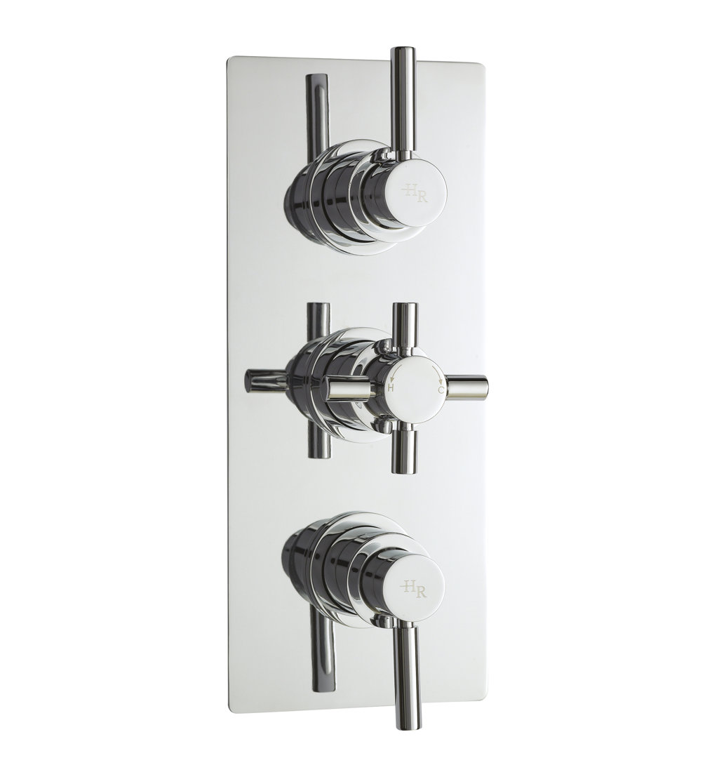 Hudson Reed A3023 Tec Lever ǀ Modern Bathroom Minimalist Triple Valve with Lever and Crosshead Handle with Diverter, 280mm x 80mm, Chrome - Image 2