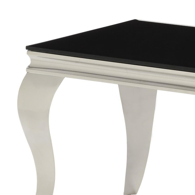 Karlens Square Chrome and Black Glass End Table
