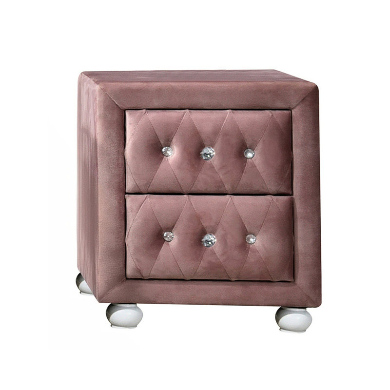 Élégante table de chevet rose avec glissières en métal - Fonctionnement en douceur 2 tiroirs confortables et un ajout à votre chambre