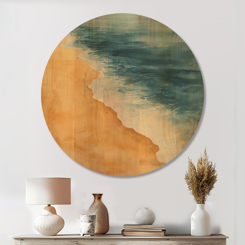 Décoration murale en bois doré Golden Shoreline Drift, Rond 23 po, Rond