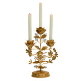 Forest Walk Holly 13" Centerpiece Candelabra - Gold/Silver