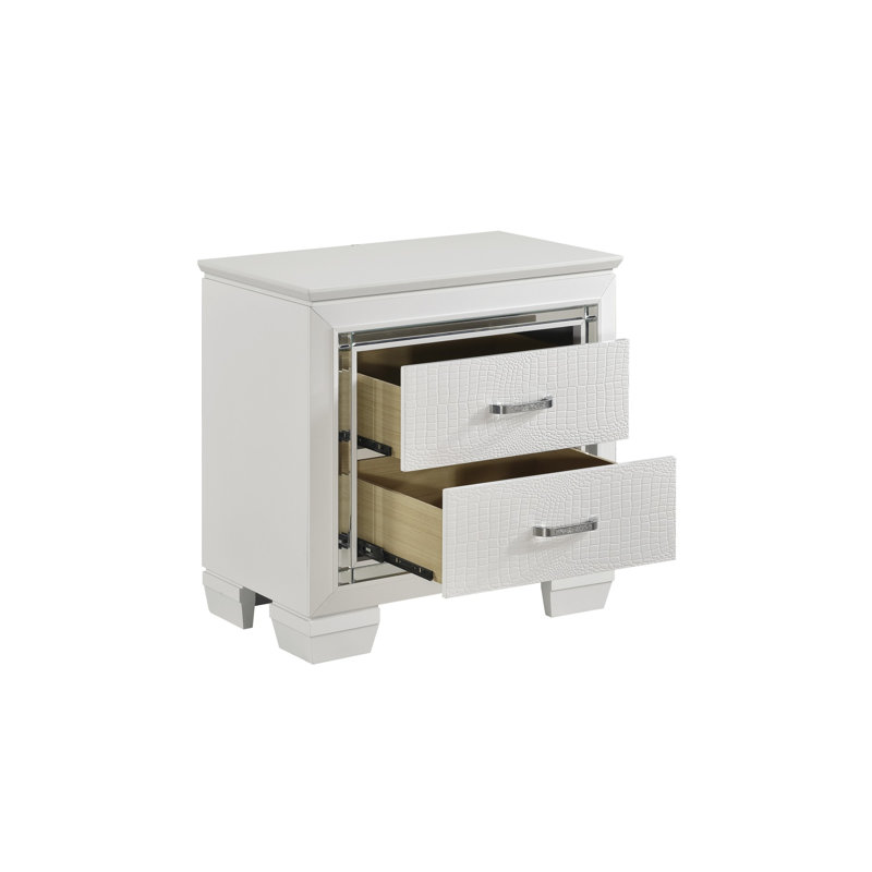 Ensemble de chambre avec lit plateforme 4 pièces Hiede, Blanc